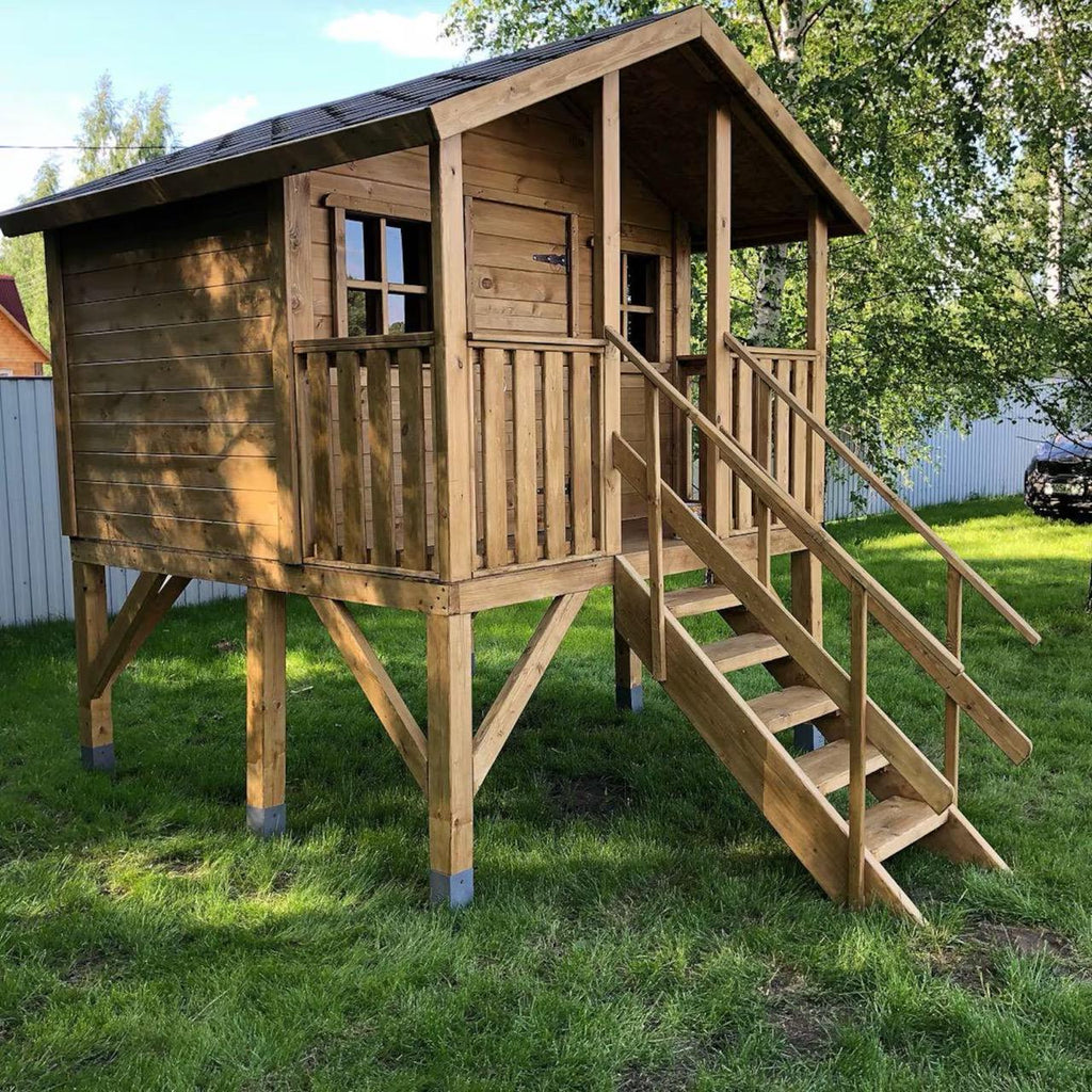 Wooden Playhouse for Kids, Outdoor Wooden House, Backyard Garden Playhouse