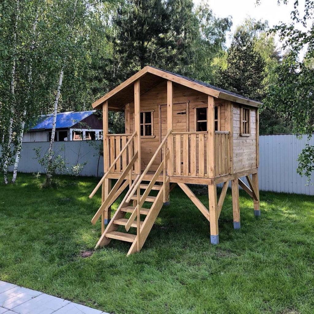 Wooden Playhouse for Kids, Outdoor Wooden House, Backyard Garden Playhouse