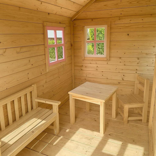 Wooden Playhouse with Slide and Swings, Outdoor Kids Playground, Pine Treehouse for Backyard Fun