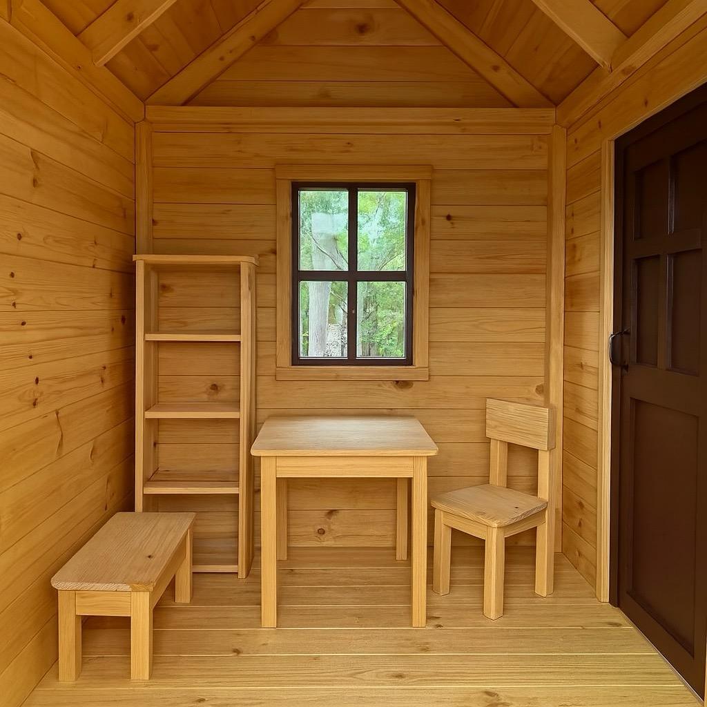 Wooden Two-Level Playhouse for Kids, Outdoor Wooden House with Porch and Loft