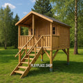 Wooden Playhouse for Kids, Outdoor Wooden House, Backyard Garden Playhouse
