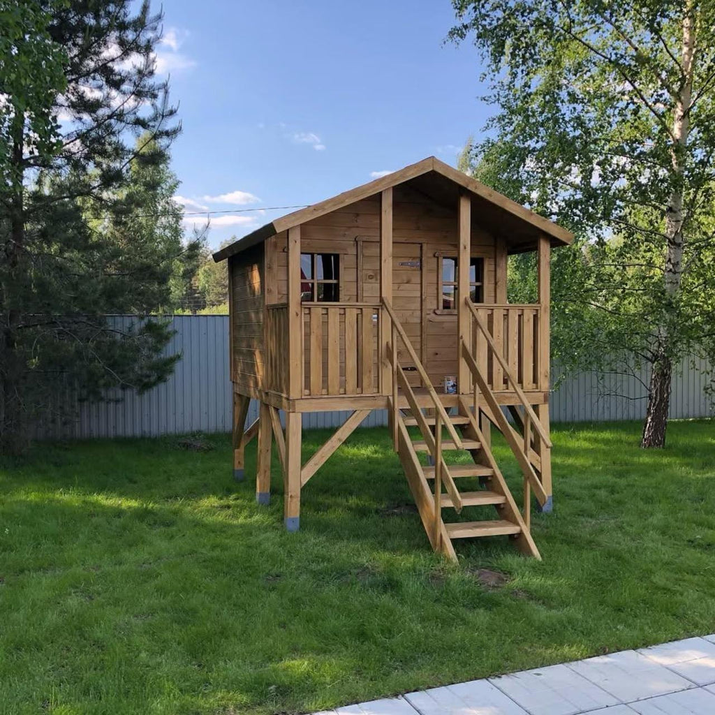 Wooden Playhouse for Kids, Outdoor Wooden House, Backyard Garden Playhouse